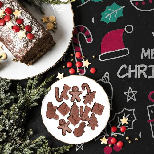 Miniatura 4 de Juego de 6 moldes de silicona de Navidad para chocolate y caramelos, Papá Noel, muñeco de nieve, árbol de Navidad, regalos de árbol de Navidad