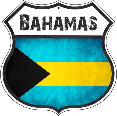 Bandera de la nación de las Bahamas, novedad de carretera, vintage, retro, decoración de pared, escudo de metal de aluminio