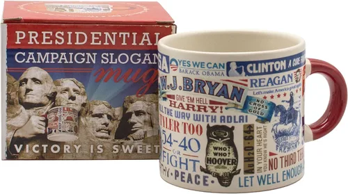 Taza de café con eslogan presidencial, de "Tippecanoe and Tyler Too" a "Yes We Can", viene en una divertida caja de regalo, 12 onzas