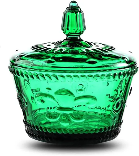 Miniatura 13 de Frasco de vidrio europeo retro nostálgico tridimensional con relieve de color, frasco para caramelos, frasco para condimentos con tapa