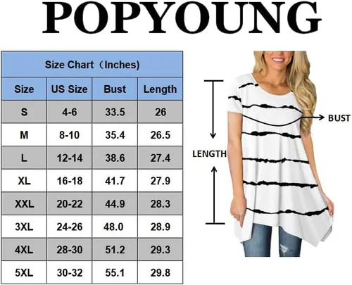 Miniatura 6 de POPYOUNG Blusa casual de manga corta para mujer, 2024