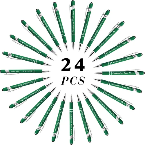 Miniatura 52 de Bolígrafos personalizados a granel con punta de lápiz capacitivo, 12 bolígrafos personalizados con logotipo de mensaje con nombre, bolígrafos