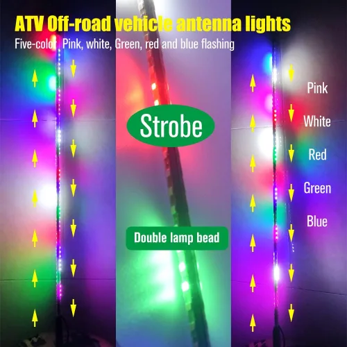 Miniatura 2 de 2 luces LED de látigo de 3.2 pies, luz LED estroboscópica automática de 270° para ATV UTV, con base de resorte, luces de látigo de antena