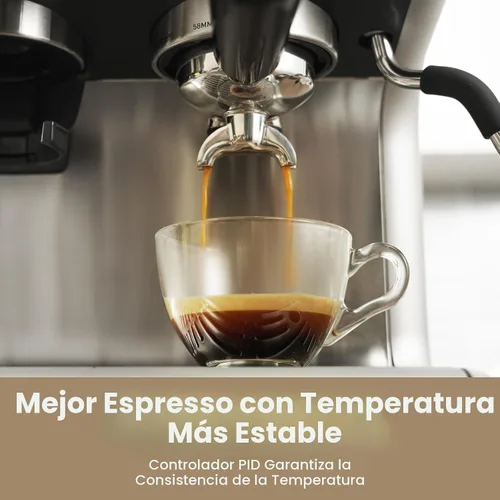 Miniatura 5 de Gevi Máquina de café expreso de doble caldera con molinillo incorporado, portafiltro comercial de 2.283 in, varita de vapor barista, 31 ajustes