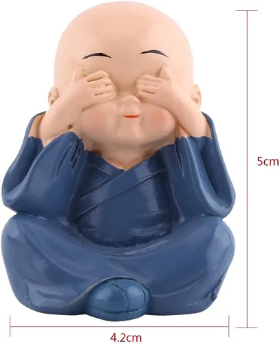 Miniatura 3 de 4 estatuas de monje Kongfu, adorno para tablero de instrumentos de automóvil, monjes de Buda de resina, manualidades, decoración