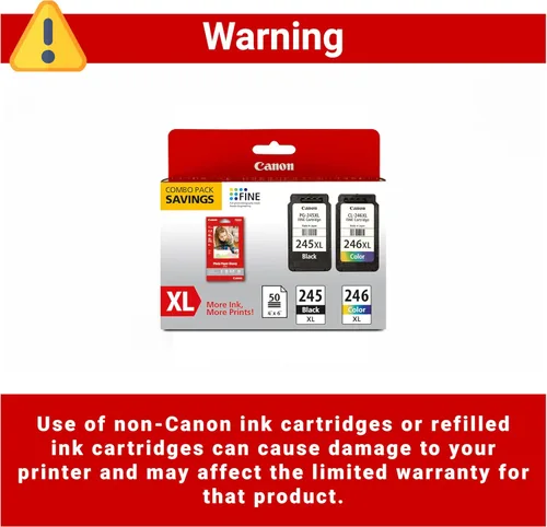 Miniatura 3 de Canon PG-245 XL / CL-246 XL - Paquete económico de tinta auténtica (2 cartuchos) con papel fotográfico de 50 hojas, compatible con iP2820