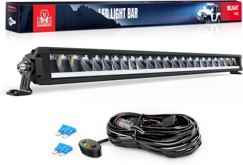 Miniatura 11 de Nilight Barra de luz LED con DRL ámbar 2 PCS 15 W 5.3 pulgadas fila única 1680 LM anti-reflejo punto todoterreno luces de conducción delgadas IP68