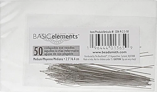 Miniatura 2 de The Beadsmith Basic Elements - Agujas plegables de 2.5 pulgadas de largo, alambre trenzado flexible, ojo grande, fácil de enhebrar, 50 agujas
