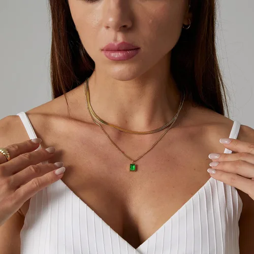 Miniatura 2 de Tasiso 14K Gold Filled Herringbone Choker Necklace Set Double Layer Snake Chain Herringbone Chain Necklace Layering Necklace Set Cuban Chain