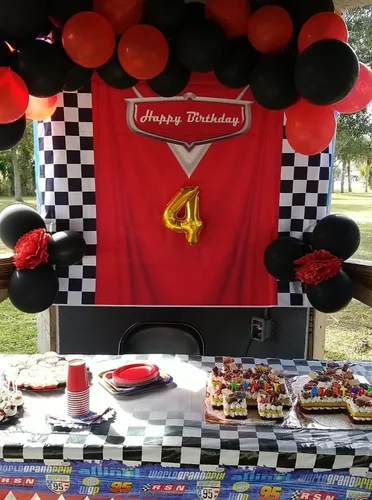 Miniatura 6 de Telón de fondo de coche para fiesta de niño, competición de carreras, fondo de fotografía de 6x5 pies, temática de carreras de automóviles