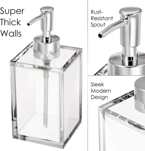 Miniatura 2 de Dispensador de desinfectante de manos reutilizable de acrílico transparente para cocina y baño con bomba de acero inoxidable a prueba de óxido