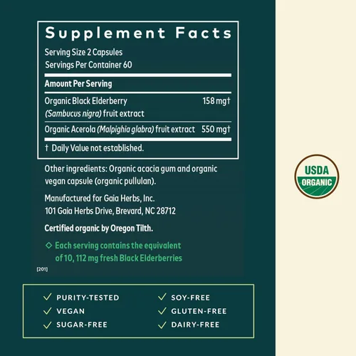 Miniatura 3 de Gaia Herbs Black Elderberry - Suplemento diario de apoyo inmunológico para ayudar a apoyar el bienestar - con bayas de saúco negro y fruta