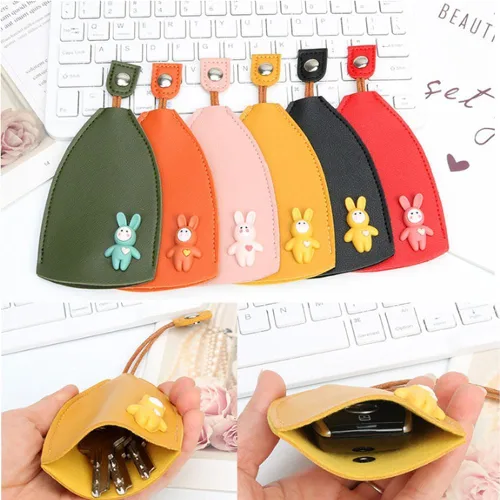 Miniatura 6 de Alkyne Cute Fruits Pu Leather Key Bag,Estuche creativo extraíble lindo de gran capacidad para llaves de coche,Linda funda creativa extraíble