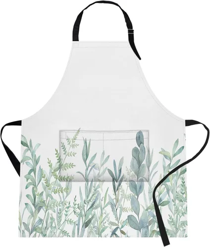 Miniatura 13 de Britimes Delantal de cocina para el hogar, cocina, horneado, jardinería, para mujeres y hombres, con bolsillos, beige, abstracto, textura