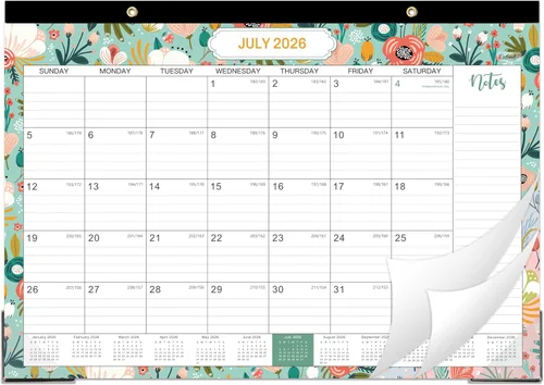 Coboll Calendario de escritorio 2026-2027 para oficina y hogar, papel grueso, julio de 2026 a diciembre de 2027, protectores de esquina, bloques a
