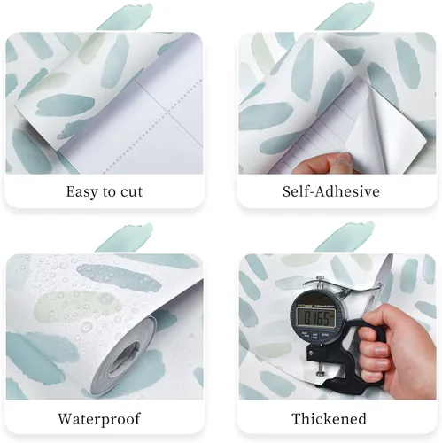 Miniatura 4 de Sevalo Papel Tapiz Gris y Blanco Papel Tapiz Despegable y Adhesivo Papel de Contacto Boho para Gabinetes Papel de Contacto Gris en Espiga