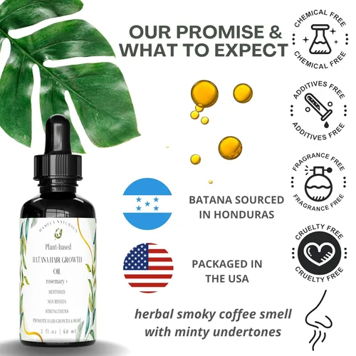 Miniatura 4 de Mamela Naturals Aceite de batana para el crecimiento del cabello, mezcla 100% pura y natural con romero crudo y orgánico, almendra, aceite de menta