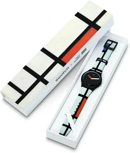 Miniatura 3 de Swatch Piet Mondrian - Reloj de cuarzo para hombre, rojo, azul y blanco, Negro