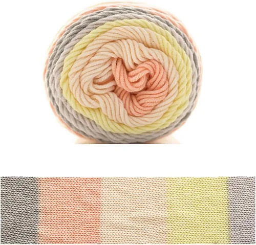Miniatura 16 de Hilo de color de algodón para tartas, hilo multicolor arcoíris para tejer y tejer a ganchillo, 2 bolas de 7.05 oz, 45% algodón, 55% acrílico, hilo