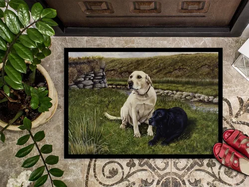 Miniatura 3 de Caroline's Treasures FRF0018MAT - Tapete de labradores amarillos y negros de 18 x 27 pulgadas, para interiores y exteriores, para entrada