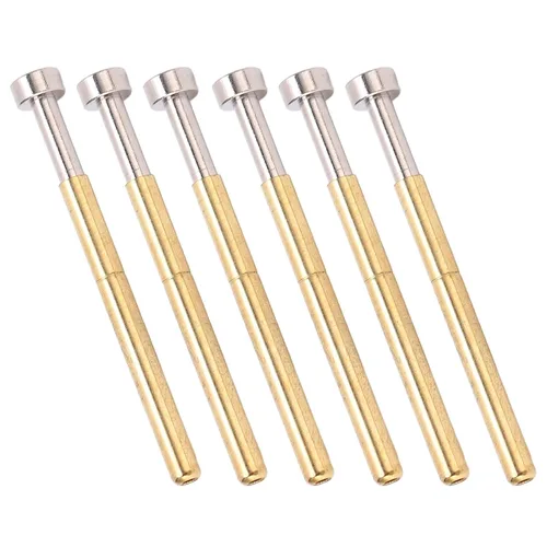 Miniatura 6 de 100pcs PCB Prueba Pogo Pin Latón Cabeza Plana Resorte Prueba Sonda 2.36mm/0.1in Tubo Diámetro 34mm/1.3in Longitud
