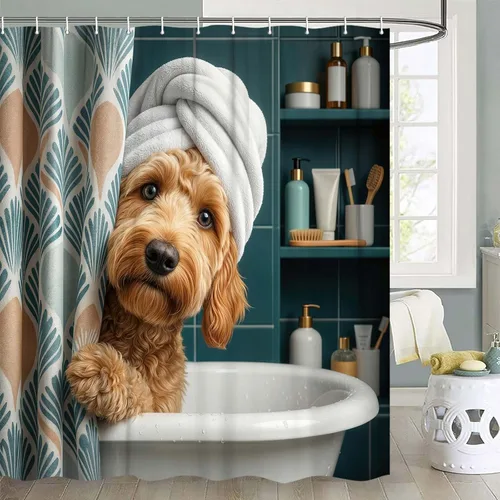 Miniatura 13 de Divertida cortina de ducha con diseño de gato con gorila en la selva, decoración de baño de animales humorísticos en blanco y negro, juego