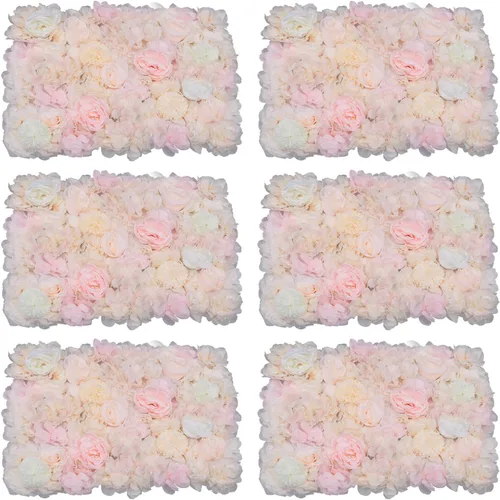 Miniatura 15 de Paneles de flores para decoración de pared, panel de fondo de pared de flores artificiales, decoración de flores, 23.6 x 15.7 in (24 x 16 pulgadas)