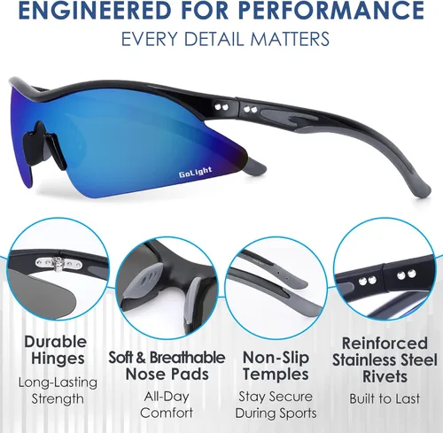 Miniatura 2 de GoLight Polarized Wraparound Sports Sunglasses for Men & Women – UV400, Anti-Glare, Lightweight Frame with Metal Hinges