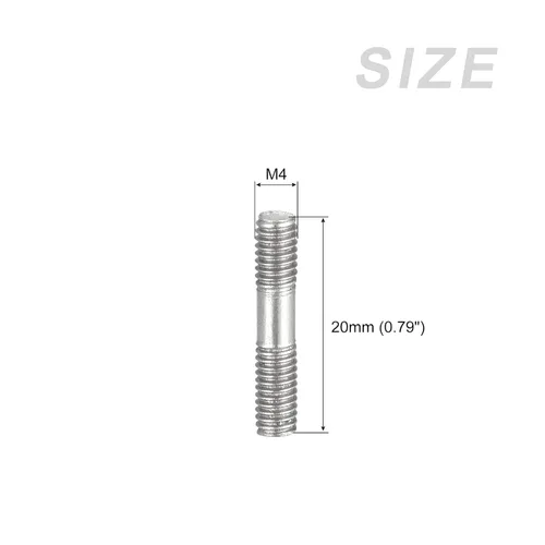 Miniatura 2 de METALLIXITY Pernos de doble extremo (rosca M4, longitud 20 mm) 5 piezas, pernos de varilla roscada de doble rosca de acero inoxidable 304