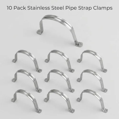 Miniatura 7 de QWORK Abrazadera de correa de tubo rígido de 4 pulgadas, paquete de 10 clips de tubo de soporte Strap-U, correa de acero inoxidable resistente