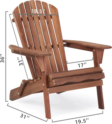Miniatura 3 de Juego de 2 sillas Adirondack plegables de madera, sillas de madera para jardín al aire libre, silla de patio de madera de cedro maciza para jardín