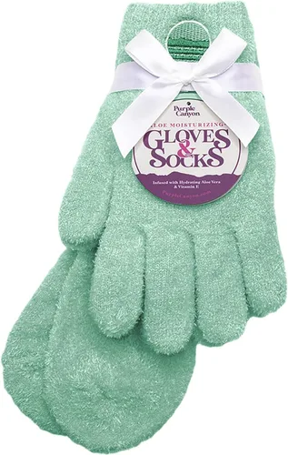 Miniatura 19 de Kit de cuidado de pies con calcetines y guantes hidratantes y bálsamo para talones de Purple Canyon Calcetines y guantes color durazno infundidos