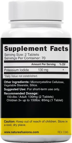 Miniatura 2 de Tabletas de radiación de yoduro de potasio de 130 mg - (60 tabletas) EXP 10/2032 - Ki Pills Tablets de yodo de potasio para radiación - Píldoras
