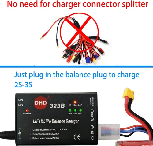 Miniatura 6 de 20W 2A 323B RC Cargador de equilibrio de batería para 2S 3S 7.4v 11.1v LiPo 6.6V 9.9V Life RC Battery Pack y RC Car Drone Truck Helicóptero Airsoft
