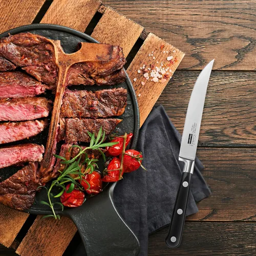 Miniatura 5 de Cooks Standard Juego de cuchillos clásicos para carne, acero inoxidable de alto carbono, mango ergonómico, 6 piezas, color negro