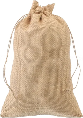 CleverDelights Bolsas de arpillera de 8 x 12 pulgadas, paquete de 25, sacos de yute con cordón de yute de 8 x 12 pulgadas