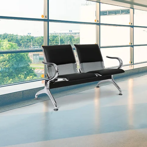 Miniatura 7 de Silla de sala de espera de 2 asientos, silla de recepción de oficina con piel sintética, bancos de recepción de aeropuerto para banco, salón