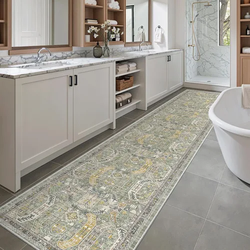 Miniatura 920 de Madane Tapete lavable de 2 x 10 pies para pasillo, cocina, recibidor, clásico, suave, antideslizante para interiores, casa de campo, baño, sala