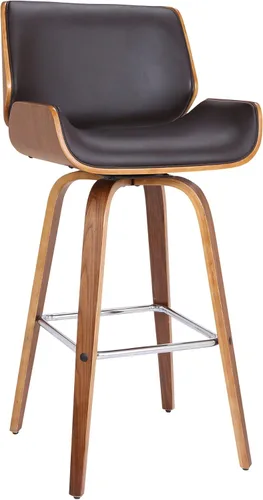 Miniatura 14 de Armen Living Tyler - Taburete giratorio de piel sintética gris y madera negra de 26 pulgadas de altura de mostrador Gris / Negro