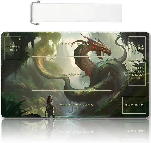 Miniatura 46 de Tapete de Juego MTG Premium Cosido con Zonas y Respaldo de Goma Antideslizante - Tapete de Juego TCG para MTG y Otros Juegos de Cartas - Diseño Dkt