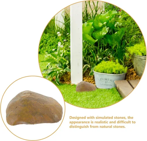 Miniatura 7 de Sosoport Stone Key Hider - Caja de almacenamiento de llaves de resina para exteriores, resistente a la intemperie, diseño de piedra falsa