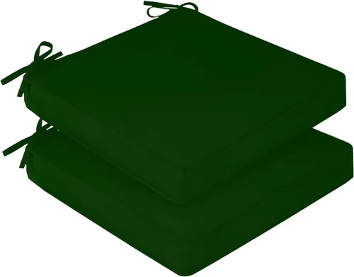 Miniatura 30 de downluxe Juego de 2 cojines impermeables para sillas de exterior, 19 x 19 x 3 pulgadas, cojines para sillas de patio con lazos y mango Marrón