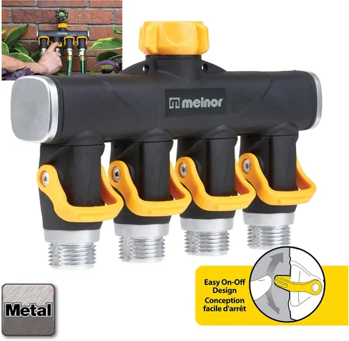 Miniatura 3 de Melnor 65135AMZ Paquete de conector de válvula de flujo con palanca de 4 vías, Amarillo, Negro