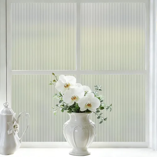 VELIMAX Película de vidrio con junco de 4/5 pulgadas, película de privacidad para ventana de vidrio esmerilado, adhesivo decorativo no adhesivo para