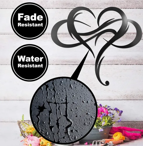 Miniatura 6 de Vivegate Decoración de pared de metal con forma de corazón infinito, placa única de letrero de amor, arte geométrico de acero, juego de decoración