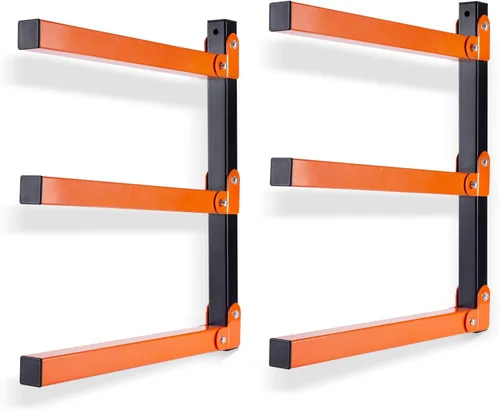 Ultrawall Organizador de madera de montaje en pared y estante de metal para almacenamiento de madera con 3 niveles, uso en interiores y exteriores,