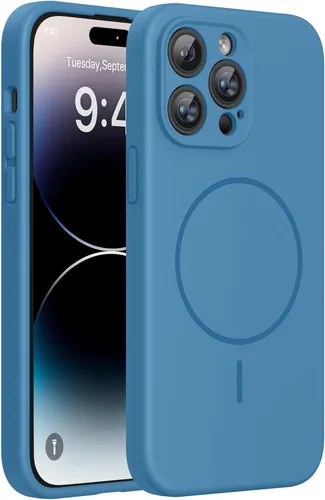 Miniatura 89 de Miracase - Funda magnética diseñada para iPhone 14 Pro Max, de silicona líquida, a prueba de golpes, con protector de pantalla y protección