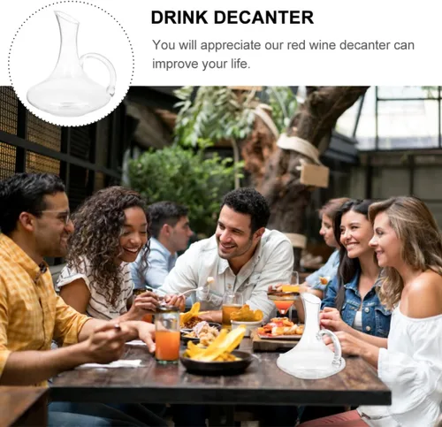 Miniatura 5 de Decantador de vino de vidrio con asa, decantador de vino tinto transparente para amante, jarra