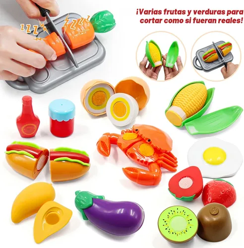 Miniatura 7 de Juego de accesorios de cocina para niños, juego de 32 artículos de ollas y sartenes de acero inoxidable con organizador de estante, utensilios