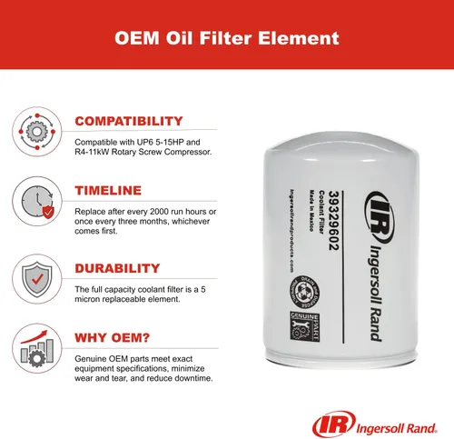 Miniatura 2 de Ingersoll-Rand 39329602 Elemento de filtro de aceite OEM para UP6 5-15 y R4-11 compresor rotatorio